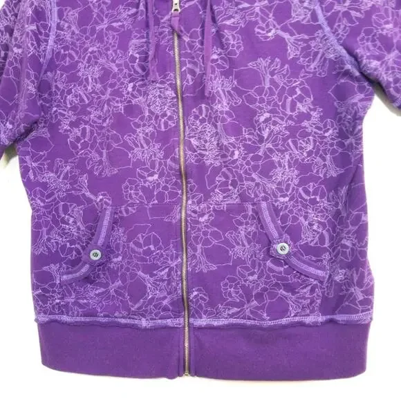 Eddie Bauer purple floral short sleeve hoodie XLT - Picture 3 of 12